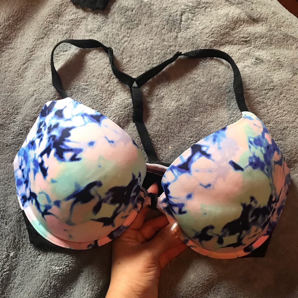 Pink VS front clasp padded bra